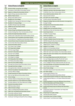 SSMSC 2016 Participated School List Ref