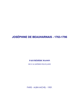 Joséphine De Beauharnais - 1763-1796
