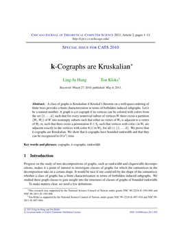 K-Cographs Are Kruskalian∗