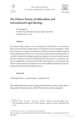 The Chinese Dream, Neoliberalism, and International Legal Ideology