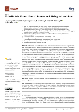 Phthalic Acid Esters: Natural Sources and Biological Activities