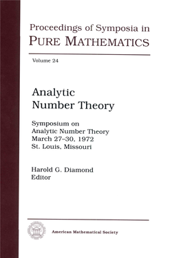 Analytic Number Theory