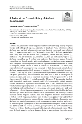 A Review of the Economic Botany of Sesbania (Leguminosae) 187 Accepted As a Standard by the Biodiversity Information Standards (