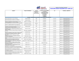 Proposed Work Program As of June 2021