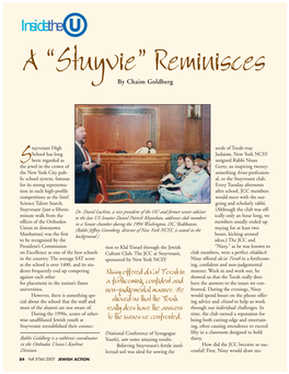 Insidethe a “Stuyvie” Reminisces by Chaim Goldberg