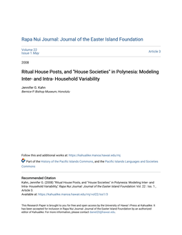 Ritual House Posts, and "House Societies" in Polynesia: Modeling Inter- and Intra- Household Variability