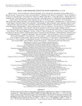 A SPECTROSCOPIC SURVEY of 240000 STARS with G = 14–20