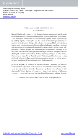 The Cambridge Companion to Machiavelli Edited by John M