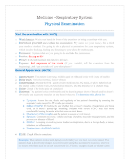 Medicine –Respiratory System Physical Examination