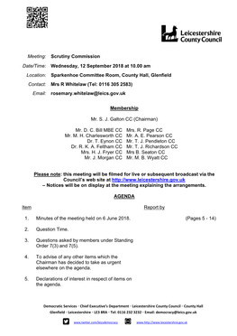 (Public Pack)Agenda Document for Scrutiny Commission, 12/09/2018