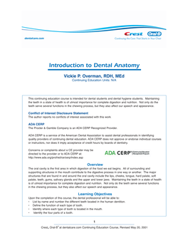 Introduction to Dental Anatomy