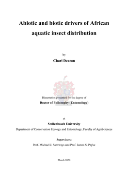 Abiotic and Biotic Drivers of African Aquatic Insect Distribution
