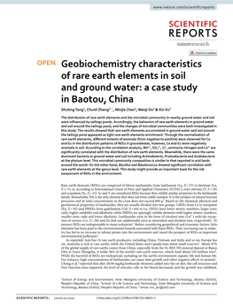 Geobiochemistry Characteristics of Rare Earth Elements in Soil