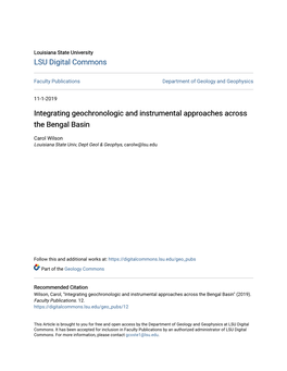 Integrating Geochronologic and Instrumental Approaches Across the Bengal Basin