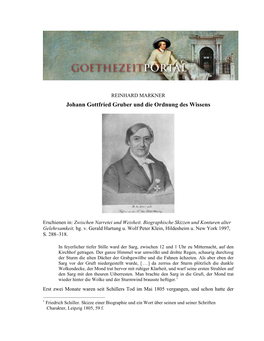 Johann Gottfried Gruber Und Die Ordnung Des Wissens