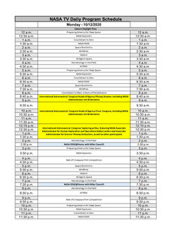 NASA TV Schedule for Web (Week of 10-12-2020)(1).Xlsx