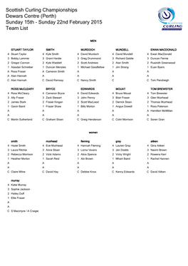 Team List and Draw