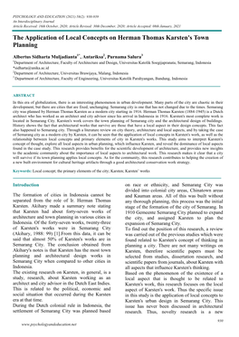 The Application of Local Concepts on Herman Thomas Karsten's Town Planning