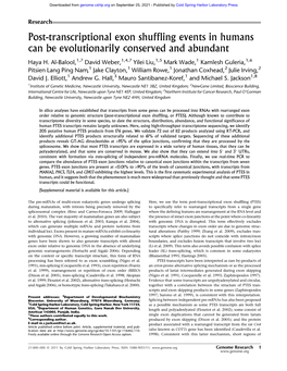 Post-Transcriptional Exon Shuffling Events in Humans Can Be Evolutionarily Conserved and Abundant