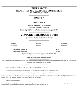 VONAGE HOLDINGS CORP. (Exact Name of Registrant As Specified in Charter)