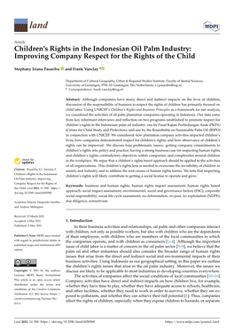 Children's Rights in the Indonesian Oil Palm Industry: Improving Company
