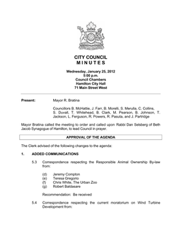 Council Minutes January 25, 2012