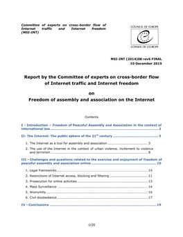 Report by the Committee of Experts on Cross-Border Flow of Internet Traffic and Internet Freedom on Freedom of Assembly and Asso