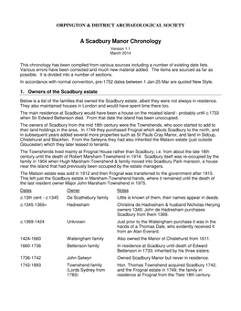 A Scadbury Manor Chronology Version 1.1 March 2014