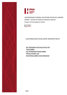 As Origens Socialistas Do Fascismo: Do Internacionalismo Proletário Ao Nacionalismo Das Massas