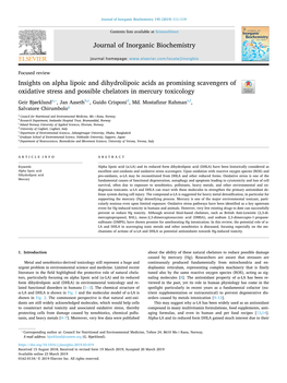 Insights on Alpha Lipoic and Dihydrolipoic Acids As Promising