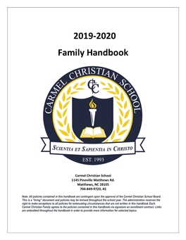 2019-2020 Family Handbook