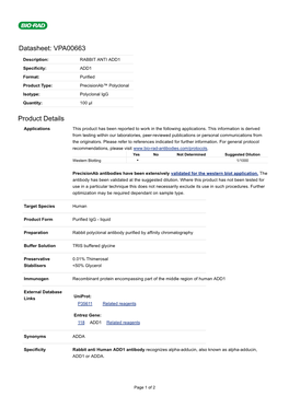 Datasheet: VPA00663 Product Details