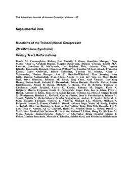 Mutations of the Transcriptional Corepressor ZMYM2 Cause Syndromic Urinary Tract Malformations