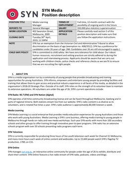 SYN Media Position Description