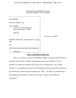 UNITED STATES DISTRICT COURT for the DISTRICT of COLUMBIA ) Alan PHILIPP, ) ) Gerald G. STIEBEL, and ) ) Jed R. LEIBER, ) 1155