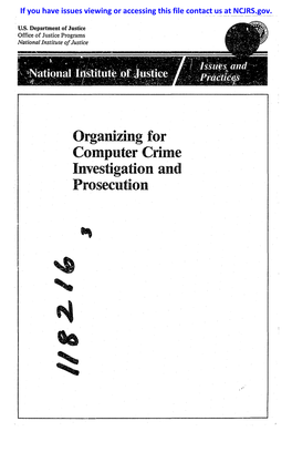 Organizing for Computer Crime Investigation and Prosecution About the National Institute of Justice