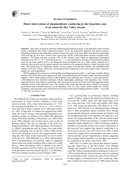 Direct Observations of Aluminosilicate Weathering in the Hyporheic Zone of an Antarctic Dry Valley Stream