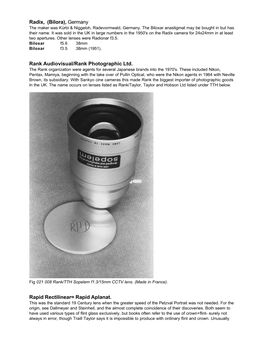 Germany Rank Audiovisual/Rank Photographic Ltd. Rapid Rectilinear