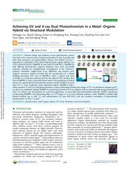 Achieving UV and X-Ray Dual Photochromism in a Metal–Organic Hybrid Via Structural Modulation