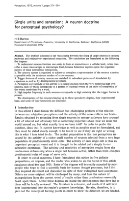 Single Units and Sensation: a Neuron Doctrine for Perceptual Psychology?