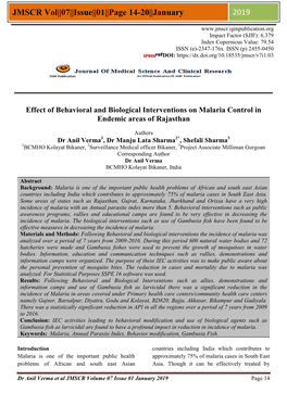 JMSCR Vol||07||Issue||01||Page 14-20||January 2019
