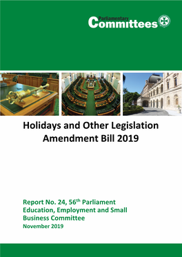 Holidays and Other Legislation Amendment Bill 2019