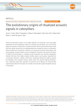 The Evolutionary Origins of Ritualized Acoustic Signals in Caterpillars
