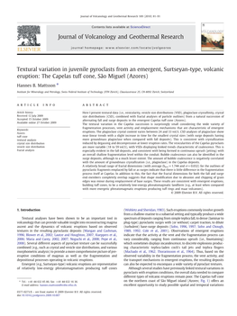 Textural Variation in Juvenile Pyroclasts from an Emergent, Surtseyan-Type, Volcanic Eruption: the Capelas Tuff Cone, São Miguel (Azores)