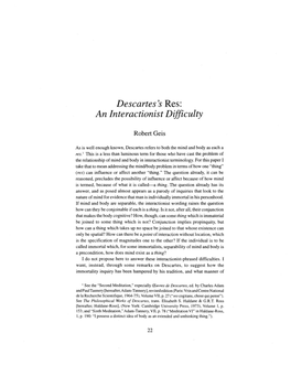 Descartes's Res: an Interactionist Difficulty