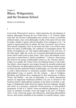 Rhees, Wittgenstein, and the Swansea School