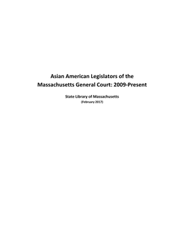 Asian American Legislators of the Massachusetts General Court: 2009‐Present