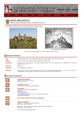 BURG BRAUNFELS Weltweit | Europa | Deutschland | Hessen | Lahn-Dill-Kreis | Braunfels