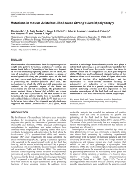 Mutations in Mouse Aristaless-Like4 Cause Strong's Luxoid Polydactyly