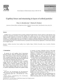 Capillary Forces and Structuring in Layers of Colloid Particles